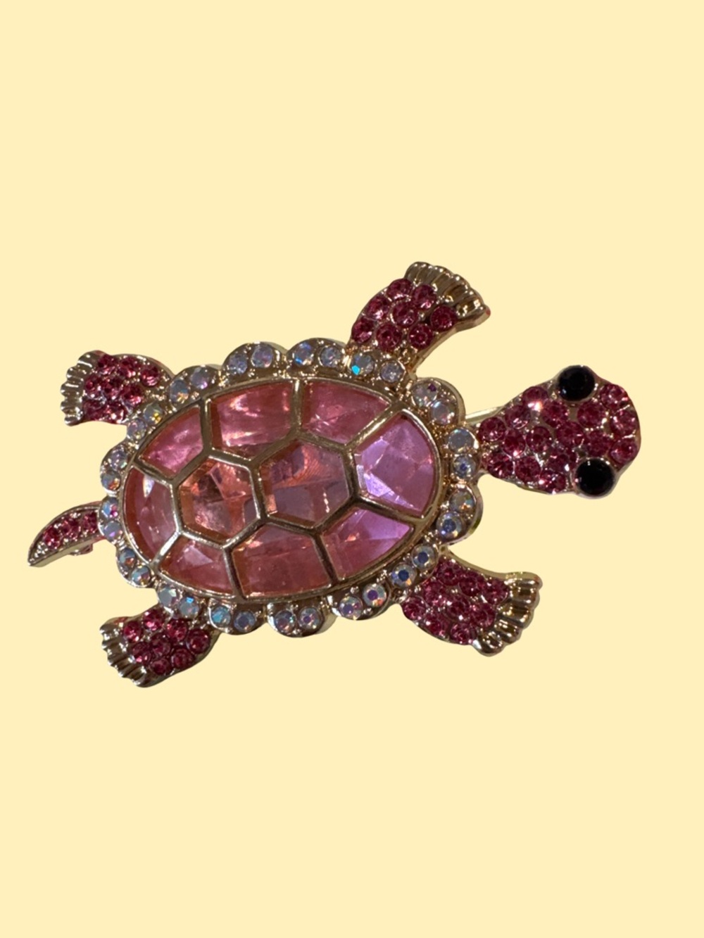 Pink Gem Turtle Brooch